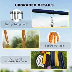 AIYAPLAY Zestaw huśtawkowy z huśtawką typu gniazdo i huśtawką z pasami, regulowane liny, dla dzieci w wieku 3-8 lat, 265x160x178 cm, wielokolorowy | Aosom PL