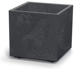 Donica z wkładem Sierra Square Beton Effect 38,5 x 38,5 x 37 cm czarny beton PROSPERPLAST