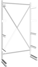 META Regał wspornikowy, jednostronny, 430 kg, 2500 x 1330 x 730 mm, podstawowy
