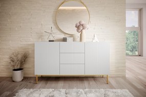 Komoda z szufladami Nicole 150 cm - biały mat / złote nóżki