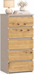 Minimalistyczna komoda z 5 szufladami kaszmir dąb artisan W8-C87