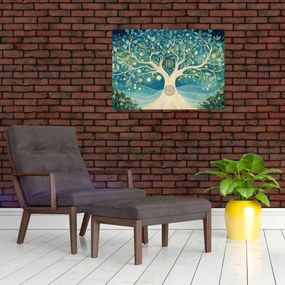 Obraz na szkle – Magiczne drzewo ze spiralami (70x50 cm)
