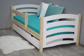 Łóżko dziecięce MELA 80 x 160 cm białe/sosna Stelaż: Ze stelażem listwowym rolowanym elastycznym, Materac: Materac EASYSOFT 10 cm