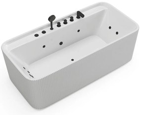 Wanna z hydromasażem biała ryflowana - 265 l - 170 x 80 x 58 cm - SIZORA