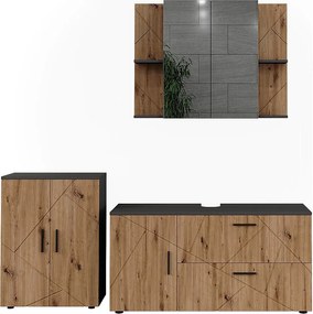 Zestaw mebli łazienkowych antracyt/dąb artisan 120.1x41x60.6 irma