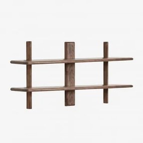 Regał Ścienny ↔︎120 Cm Z Drewna Akacjowego Erisu Ciemny Akacjowy Brąz & 2 Półki - Sklum