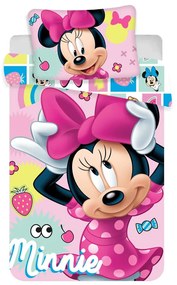 Różowa bawełniana pościel dziecięca do łóżeczka 100x135 cm Minnie "Sweet" – Jerry Fabrics