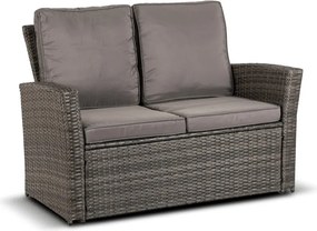 Zestaw Mebli Ogrodowych DELGADO Szary Sofa Fotele Pufy Stolik Technorattan Nowoczesny