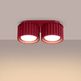 Plafon dwupunktowy AURA 2 burgund GX53 ryflowany  SOLLUX  LIGHTING
