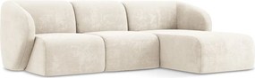 Beżowy narożnik z tkaniny szenilowej (prawostronny/z szezlongiem) Lani – Makamii