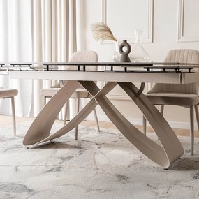 Zestaw Stół Rozkładany LUIGI 160-240 cm Szary Marmur/Kaszmir i 4 Krzesła TORINO Kremowe Nowoczesne