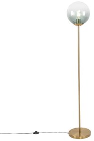 Lampa stojąca w stylu art deco mosiądz z zielonym szkłem - Pallon ArtDeco Oswietlenie wewnetrzne
