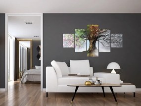 Obraz - Drzewo czterech pór roku (125x70 cm)