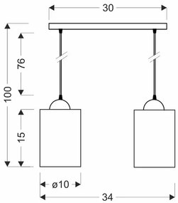 Lampa wisząca na listwie z dwoma szklanymi kloszami - V139 Masero 4X