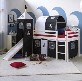 Łóżko piętrowe 207,5x228x96,5 cm białe czarne Pirat
