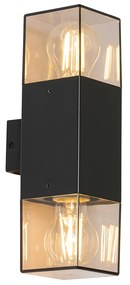 Zewnetrzna Lampa ścienna zewnętrzna czarna z przydymionym kloszem 2-światłowa IP44 - Denmark Nowoczesny Oswietlenie zewnetrzne