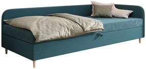 Prawostronne łóżko z pojemnikiem na pościel morski 100x200 Z2-D04
