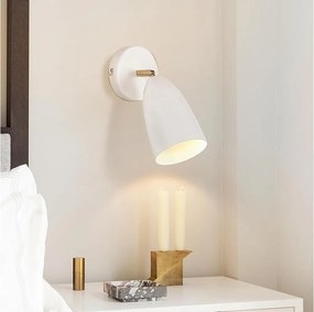 NETTLIFE Biały kinkiet wewnętrzny - punkt ścienny w stylu vintage do sypialni retro GU10