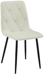 Beżowe krzesło tapicerowane z czarnymi nogami D0-M97