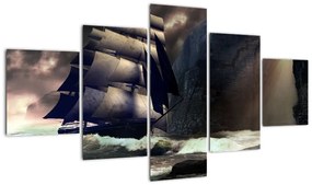 Obraz - Statek między klifami (125x70 cm)