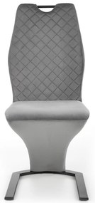 Krzesło tapicerowane szare welurowe, pikowane K442