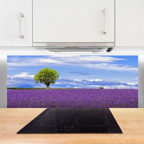 Szkło do Kuchni na Ścianę Lawendowy Zmierzch pod Drzewem