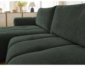 Zielony rozkładany/ze schowkiem narożnik (lewostronny/z szezlongiem) Fuji – Bobochic Paris
