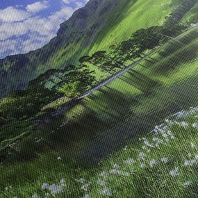 Obraz - Krajobraz z jeziorem (z zegarem) (90x30 cm)