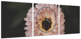 Obraz pomarańczowego kwiatu (z zegarem) (90x30 cm)