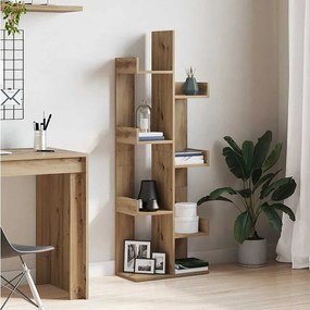 Ręcznie wykonana biblioteczka narożna z dębu 48x25,5x140 cm drewno inżynieryjne 8 solidnych półek bez LED