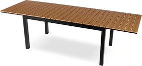 Rozkładany stół ogrodowy, kompozytowy Castello 160-260 cm, blat dąb, podstawa czarna
