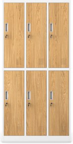 Szafka pracownicza socjalna biała/złoty dąb: Eco Design 6-drzwiowa IGOR