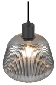 Czarna lampa wisząca ze szklanym kloszem ø 22 cm Tarifa – Trio