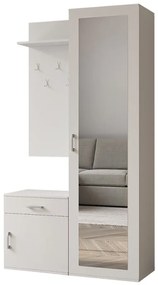 Garderoba POLA do przedpokoju z lustrem i szafką na buty - biały mat