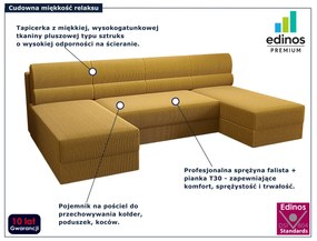 Żółty narożnik sztruksowy z funkcją spania - Torvesso