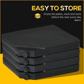 Outsunny Podstawa do parasola 4-częściowa, napełniana piaskiem/wodą do 60/70 kg | Aosom PL