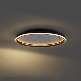 Designerska lampa sufitowa czarna z filcem, w zestawie LED z 3-stopniowym ściemnianiem - Xavi Felt