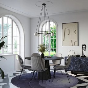 Biało-czarna lampa wisząca ze szklanym kloszem Umerta – Sollux