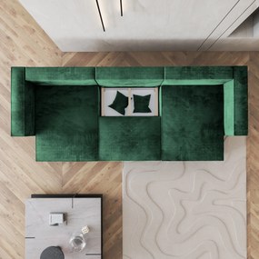 Masseno Narożnik SARMO z funkcją spania i pojemnikiem na pościel Narozniki U, Rozkładana sofa - Butelkowa zieleń, MONOLITH 37