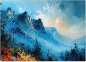 Obraz na szkle - Malowanie gór (70x50 cm)