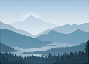 Obraz na szkle - Góry oczami grafika (70x50 cm)
