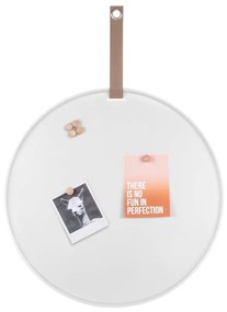 Biała tablica metalowa PT LIVING Perky, ø 50 cm