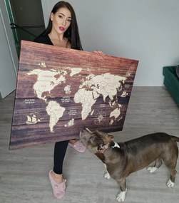 Obraz mapa na drewnie