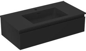 Mexen Orio szafka łazienkowa 90 cm z umywalką Otis, 1 szuflada, czarna mat - 91A10-09023-1-BF71-W18M71