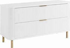 Szafka łazienkowa stojąca z szufladami i metalowymi nóżkami, kolor Biały, uchwyt złoty, nóżki złote, 120 x 41,5 x 66,7 cm