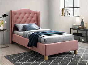 Łóżko tapicerowane ASPEN VELVET 90x200 różowe