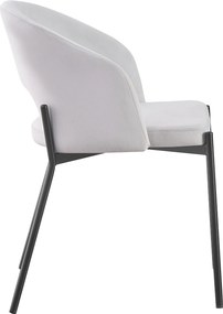 ATENA Krzesło do Jadalni Jasny Popiel, Szary, Welur z Oparciem, Czarne Nogi