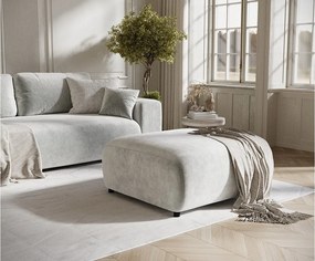 Puf w tkaninie welwetowej Zanzibar - 88x88 cm - jasnoszary