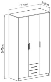 Szafa trzydrzwiowa LIMA S-3 120cm dąb sonoma HALMAR