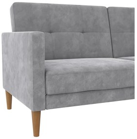 Jasnoszara aksamitna rozkładana sofa 207 cm Lilly – Støraa